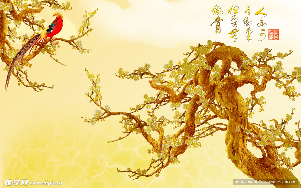 古树电视背景墙画