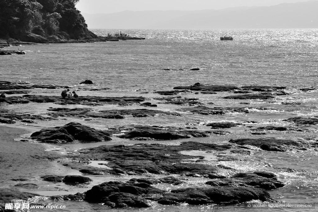 岩石大海 沙滩