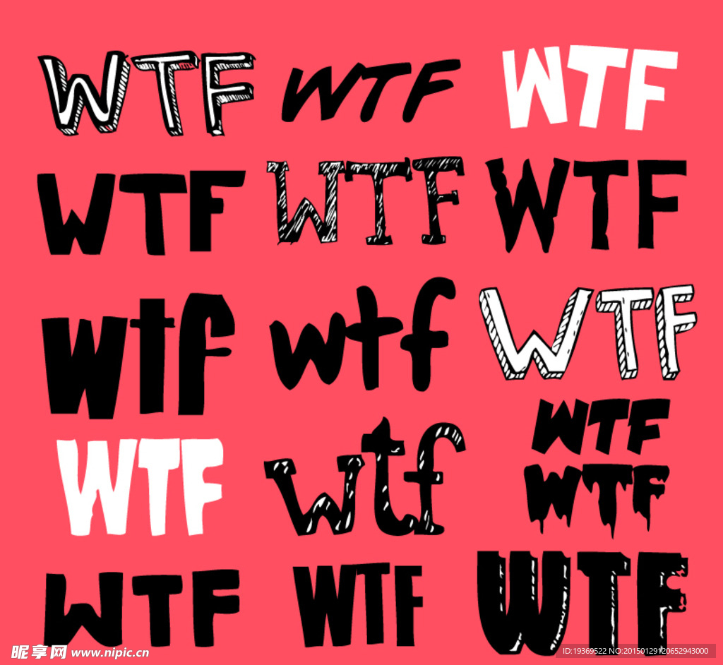 WTF艺术字体矢量素材