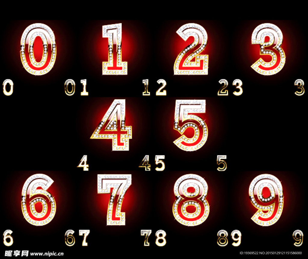 镶满钻石的数字矢量素材