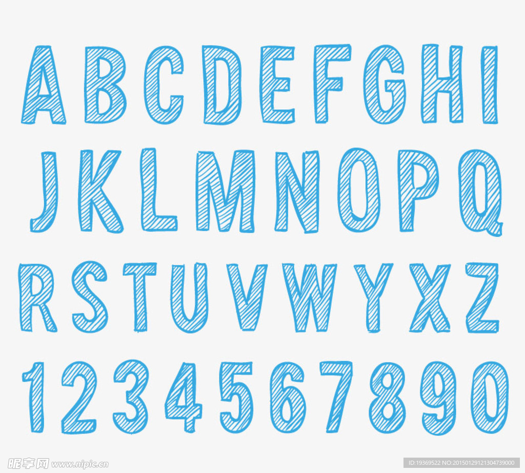 清新蓝字母设计矢量素材