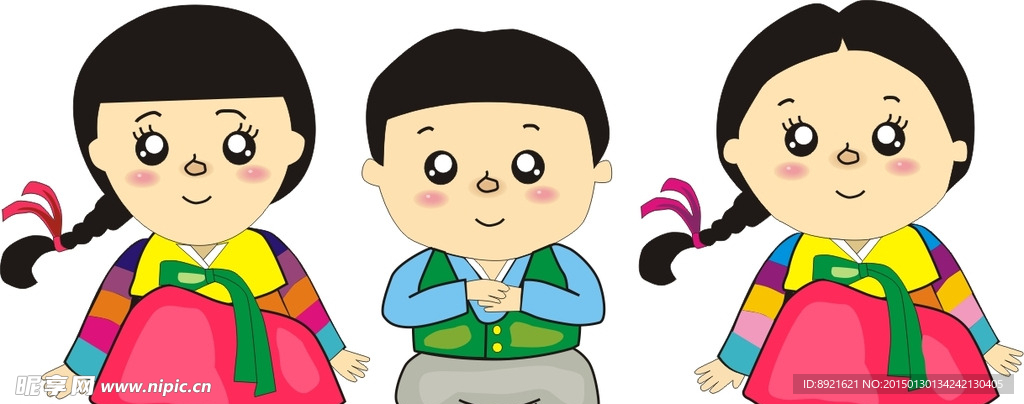 卡通韩服小孩