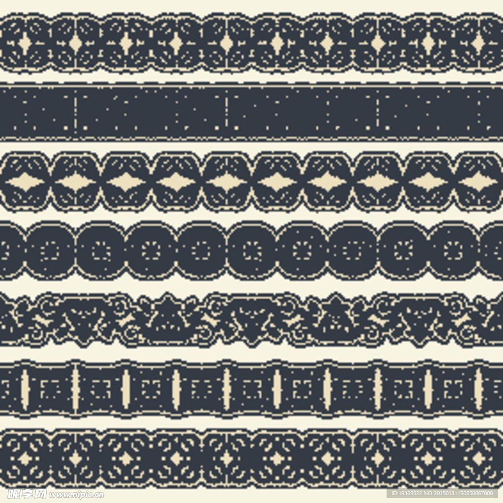 6款黑色装饰花边设计矢量素材