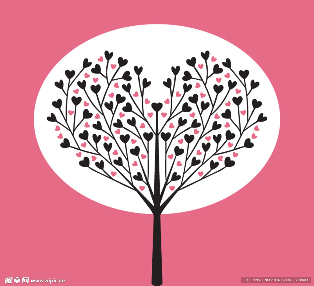 创意爱心枝杈树木设计矢量素材