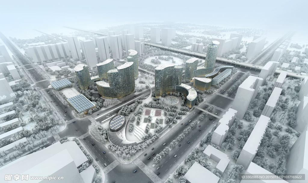 城市雪景景观设计