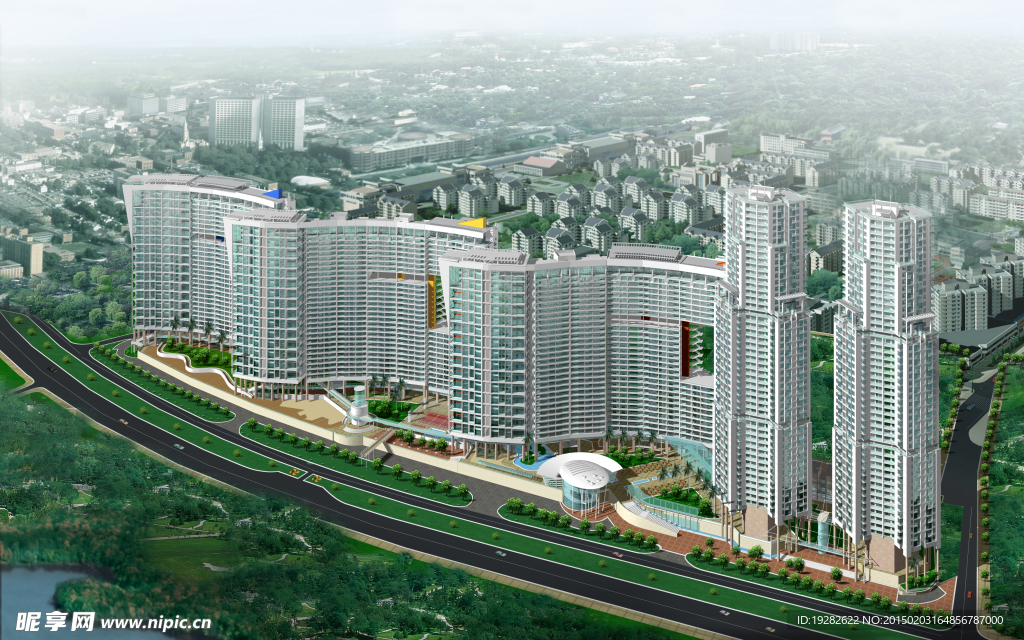 城市建筑鸟瞰图
