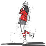 矢量女孩素描素材