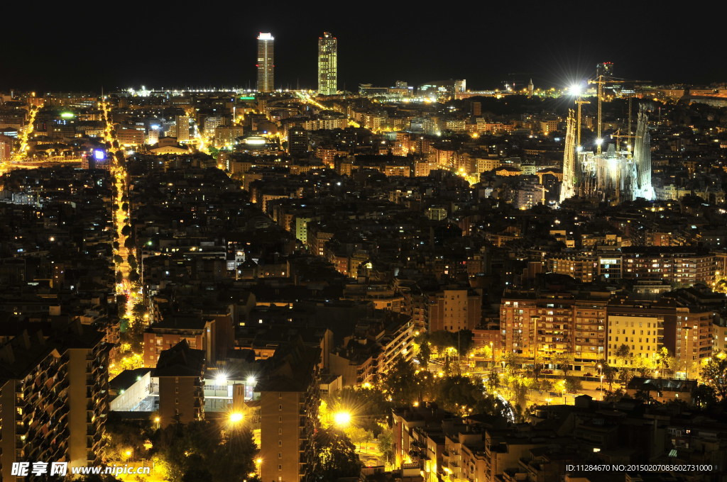 巴塞罗那都市夜景
