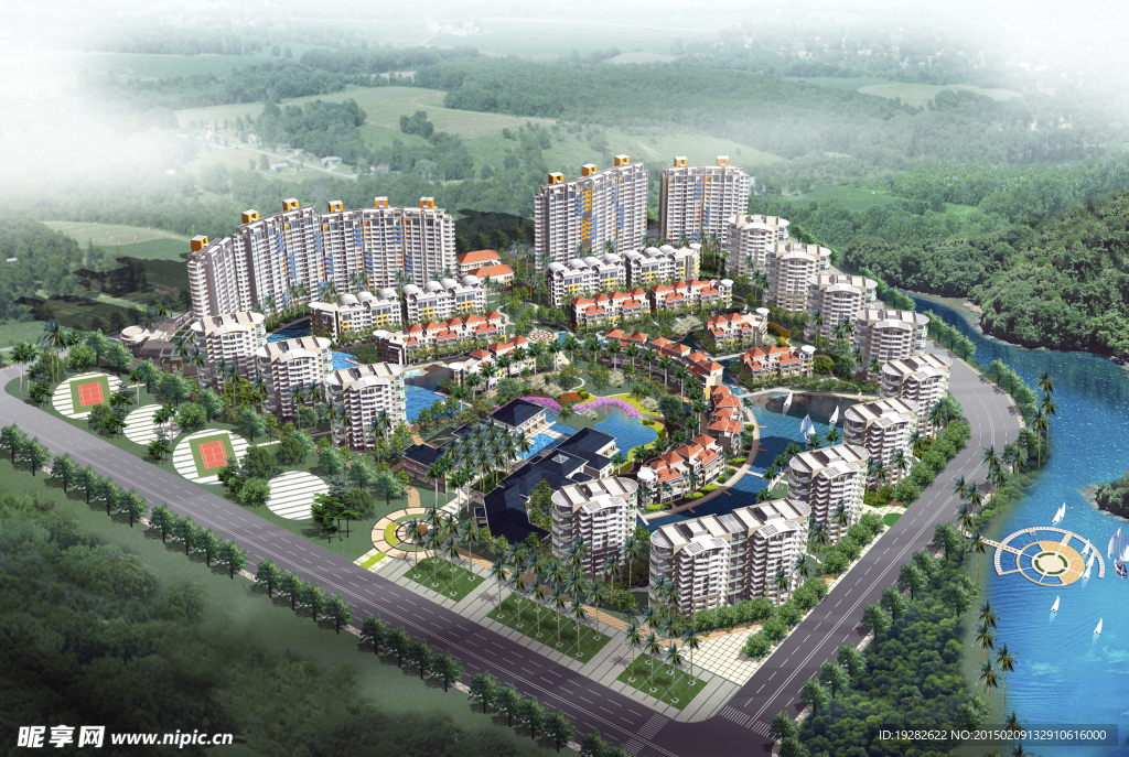 高档住宅景观设计鸟瞰图