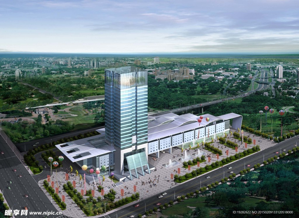 商业综合体建筑鸟瞰图设计