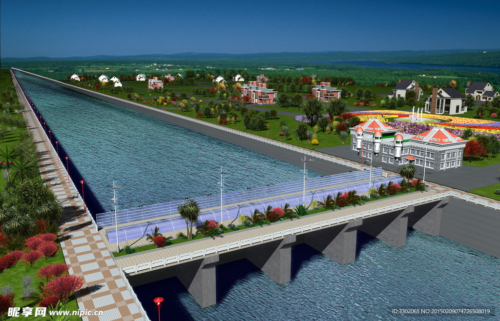河流水坝景观设计