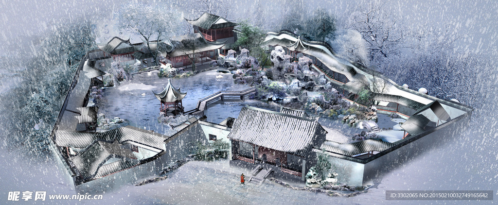 园林雪景景观