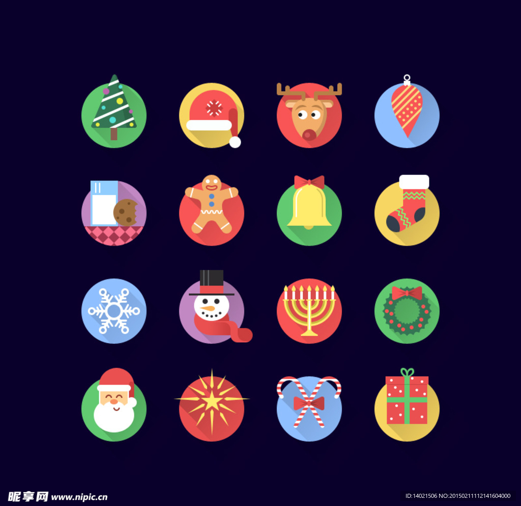 扁平圣诞图标