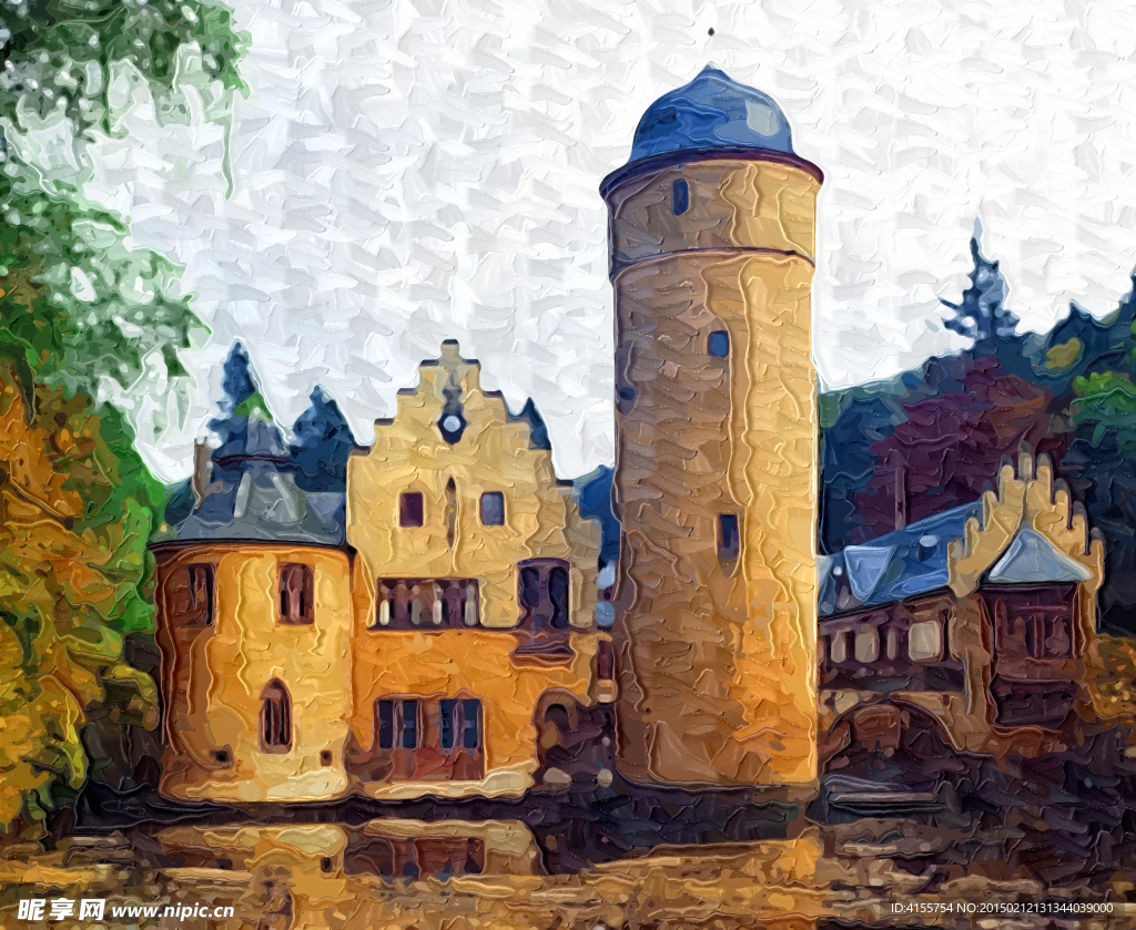 抽象画 装饰画 城堡油画