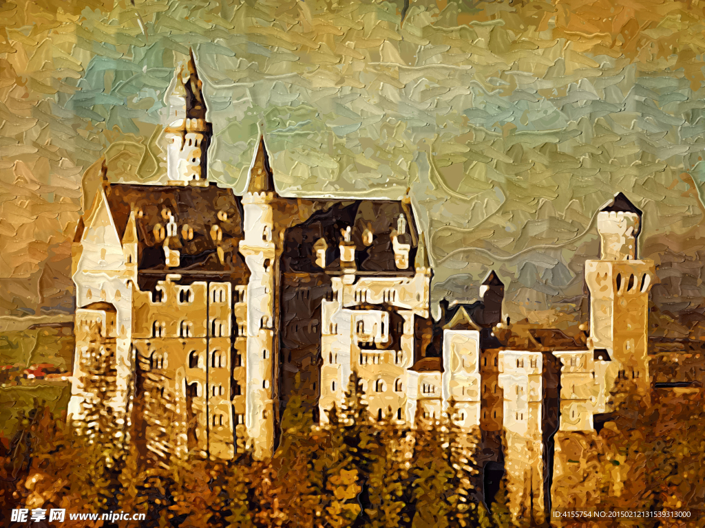抽象画 城堡油画 装饰画