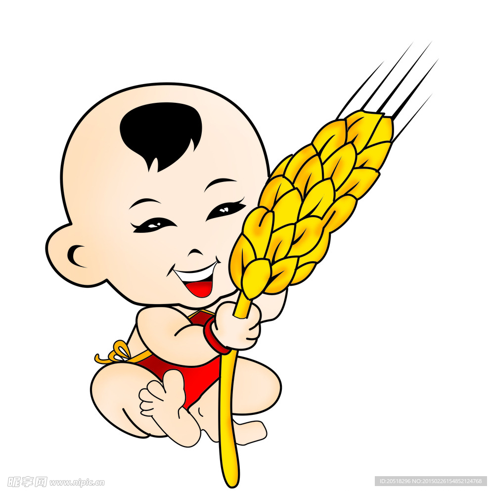 手拿麦穗小孩