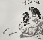 双鸟观鱼