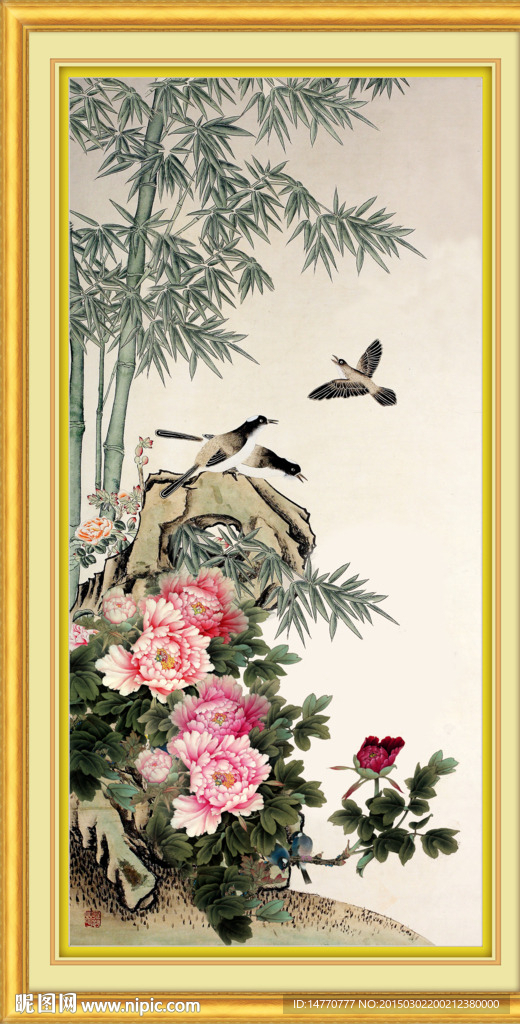 花鸟图牡丹