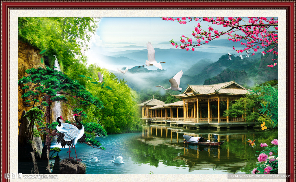 迎客松风景画