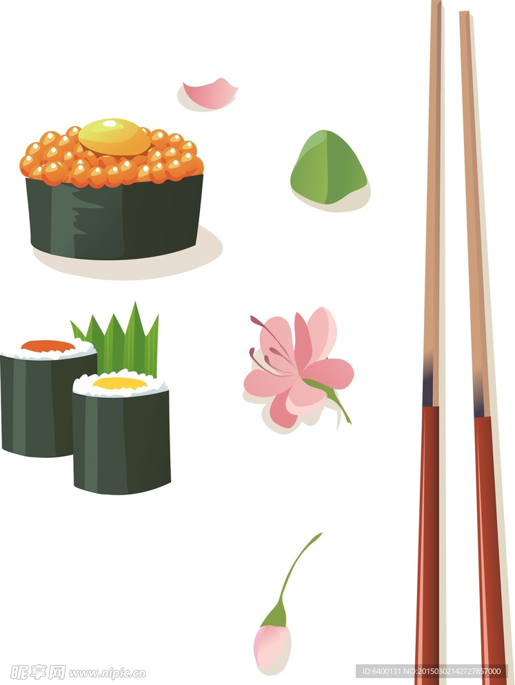 矢量筷子 寿司
