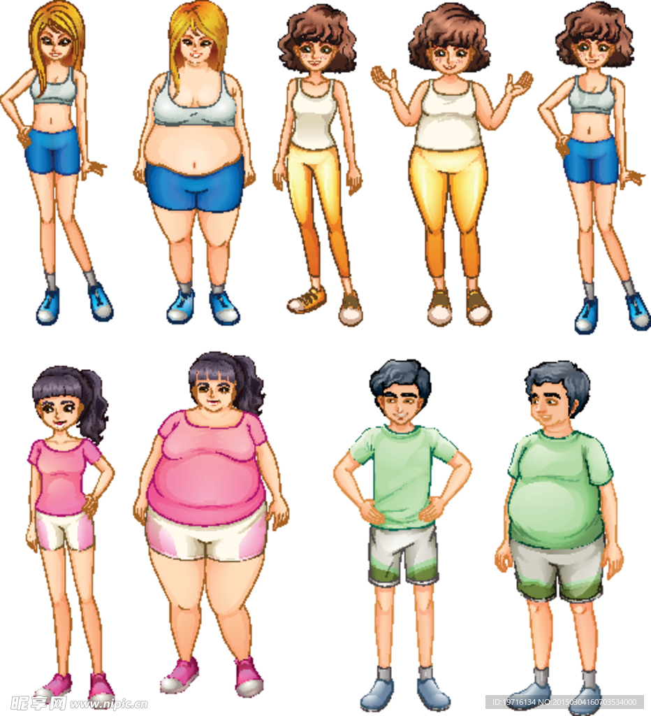 卡通减肥前后对比