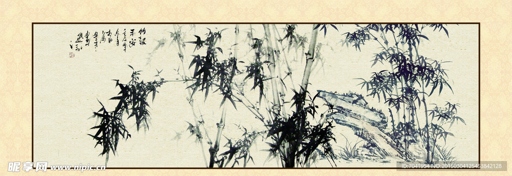水墨竹子壁画