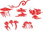 矢量 红色 祥云 线条