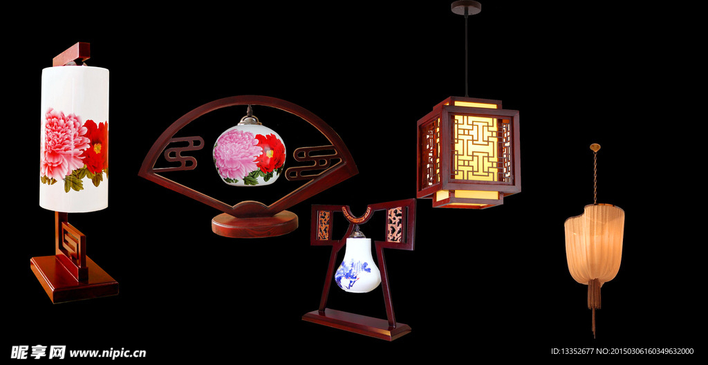 中国风古典灯具灯笼剪影图片