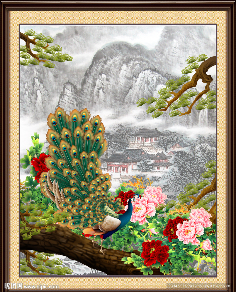 孔雀图国画