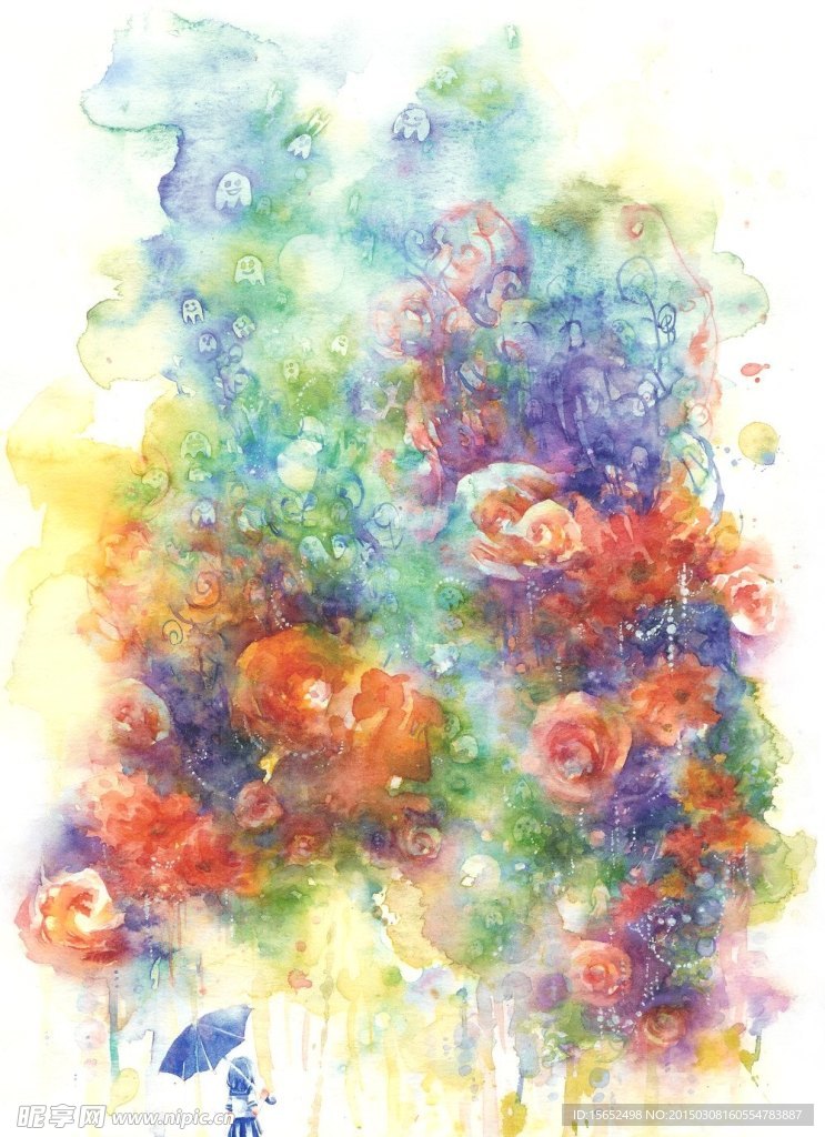 水彩花