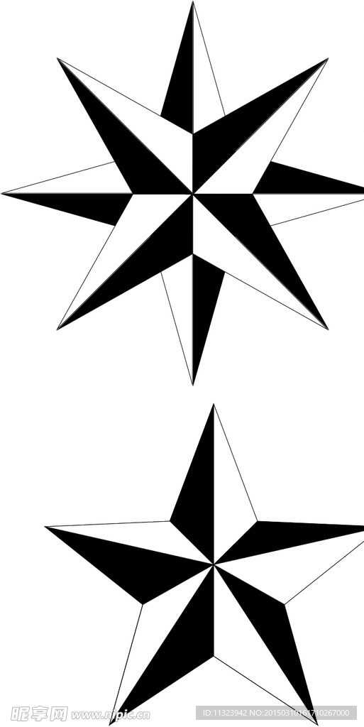 立体黑白星形