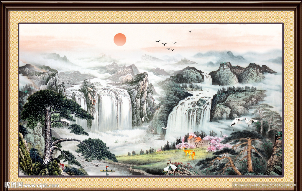 迎客松国画图