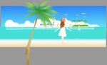 海边吹风的小女孩Flash动画