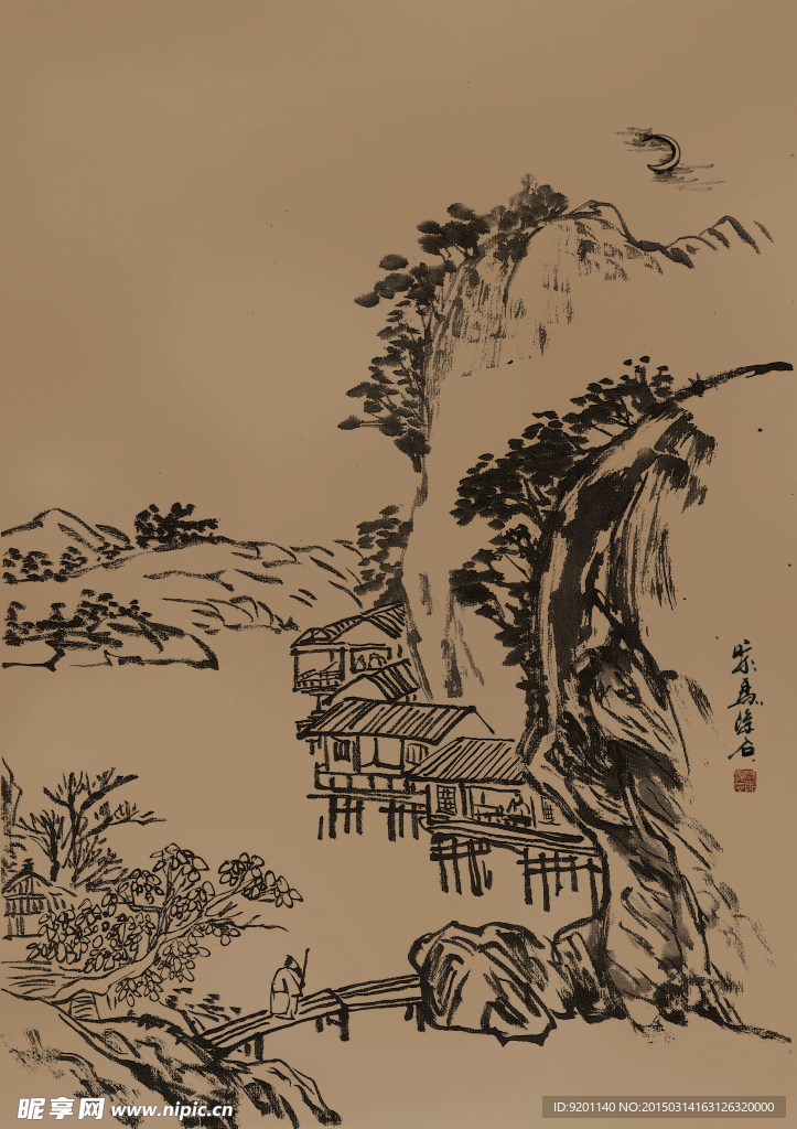 聚马凉石 国画
