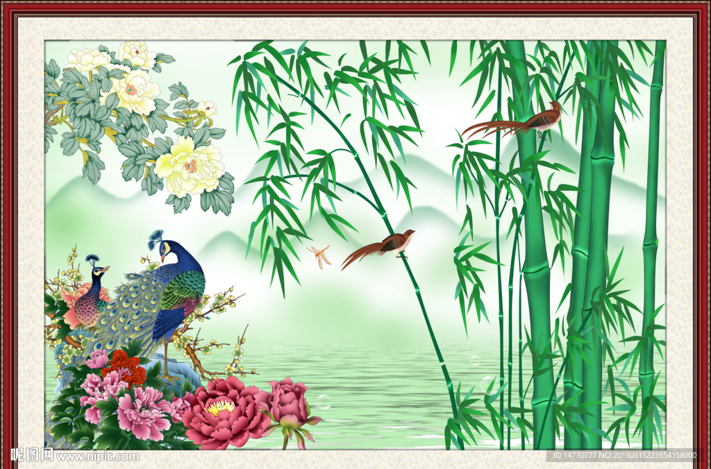 花鸟竹子图