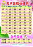 蛋糕价目表