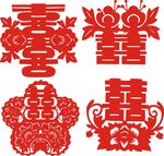 喜字剪纸 花朵