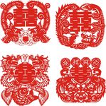 喜字 剪纸 龙凤