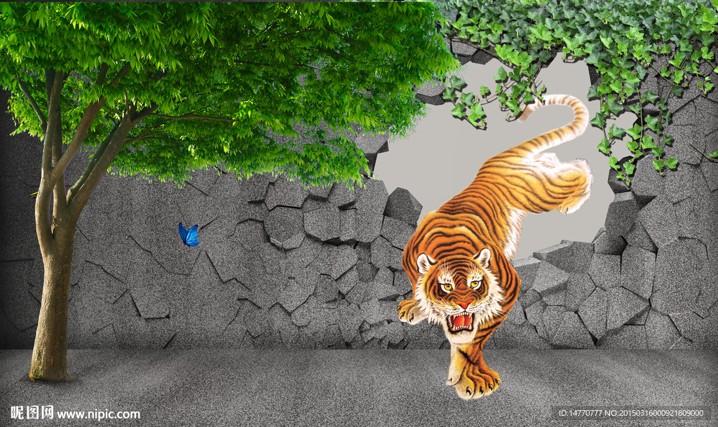 3d背景墙 猛虎