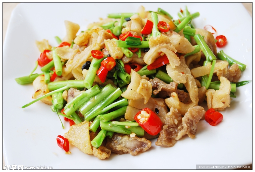 通菜梗炒油渣