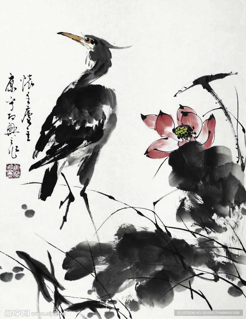 荷花水禽