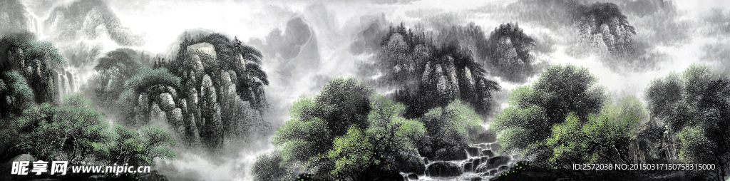 美术 中国画 山水画 山岭 山