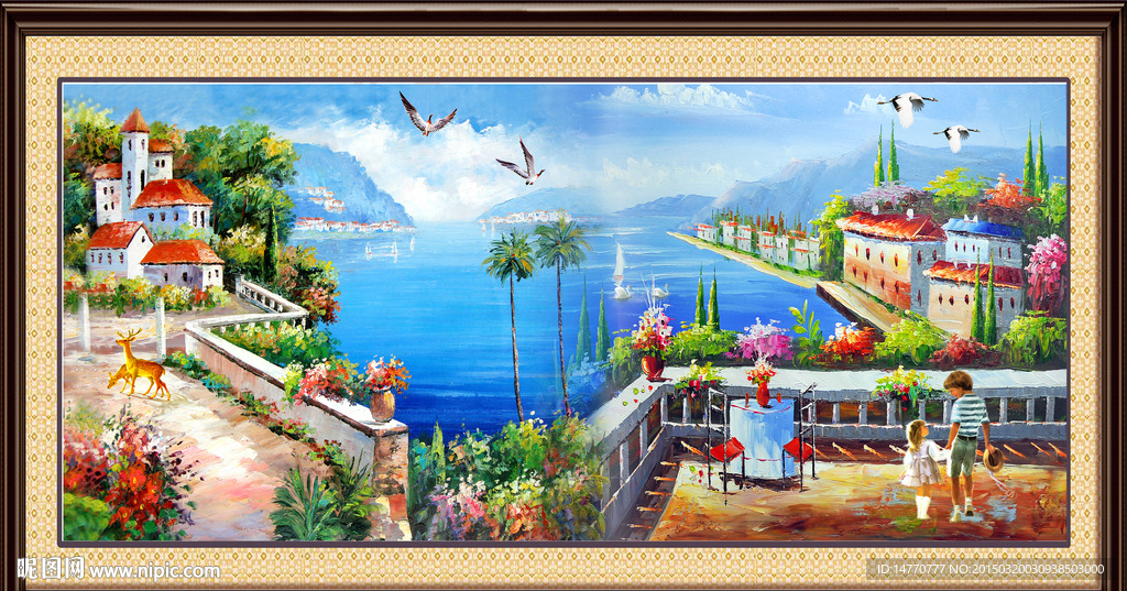 油画海景