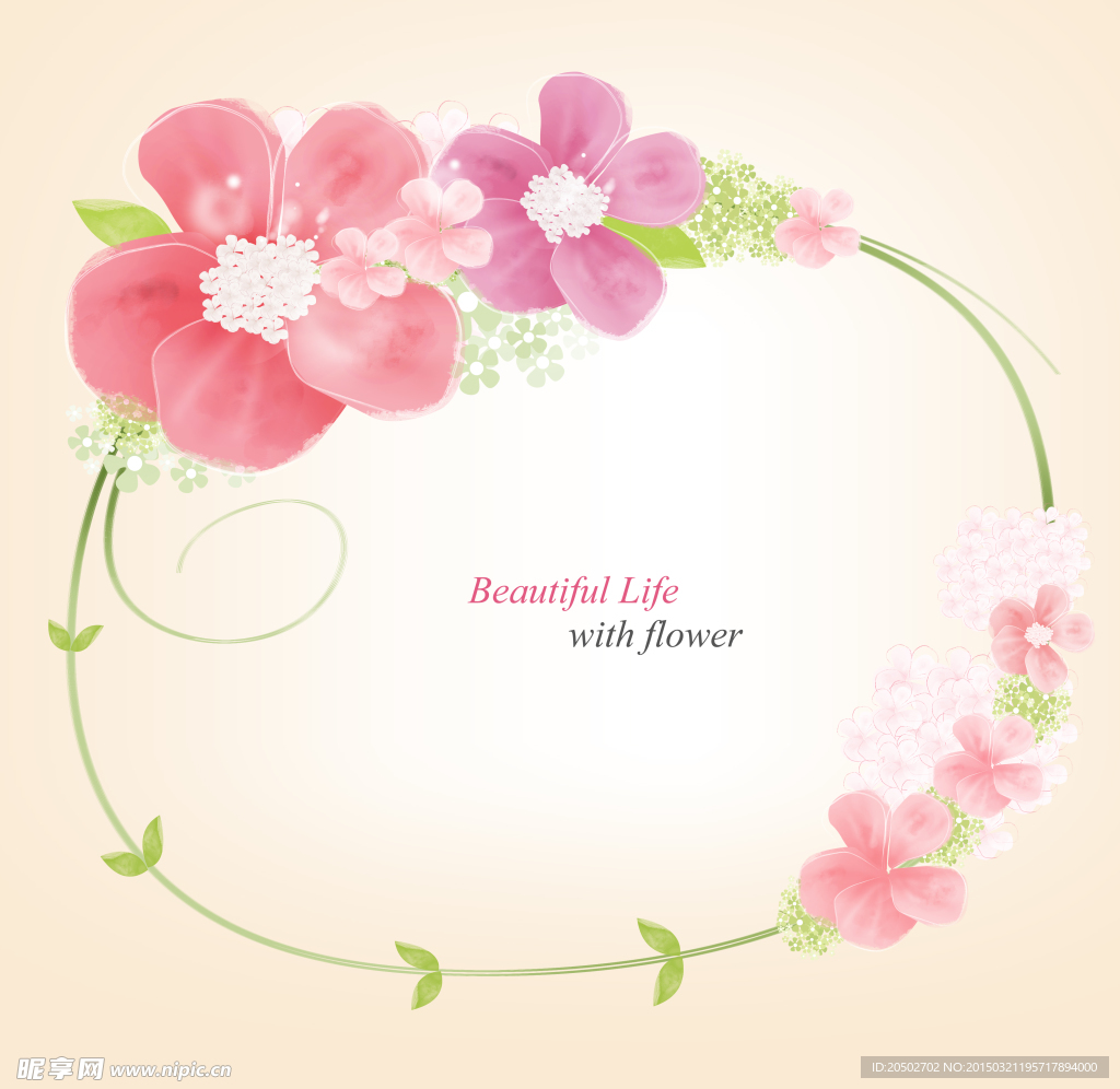 粉色花朵边框背景素材