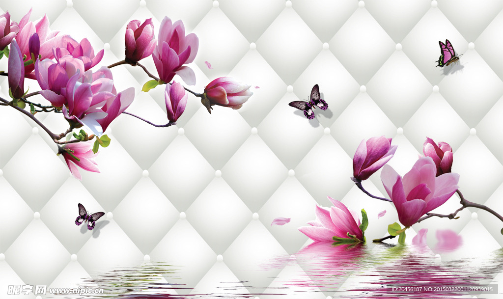 3D玉兰花背景墙