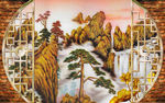 中国风山水画背景墙