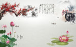 中国风山水画背景墙