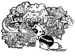 黑白美食插画