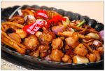 铁板鲜菌者鸡节骨
