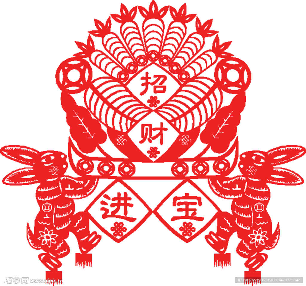 剪纸年画设计红色